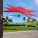 8 FT Wall Mounted Patio Umbrella Tilting Outdoor Umbrella Sunshade Umbrella with Adjustable Pole & Wind Vent