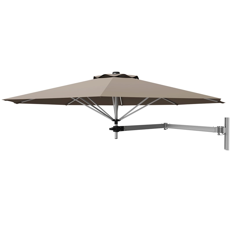 8 FT Wall Mounted Patio Umbrella Tilting Outdoor Umbrella Sunshade Umbrella with Adjustable Pole & Wind Vent