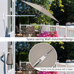 8 FT Wall Mounted Patio Umbrella Tilting Outdoor Umbrella Sunshade Umbrella with Adjustable Pole & Wind Vent