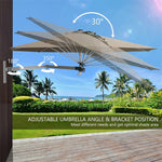 8 FT Wall Mounted Patio Umbrella Tilting Outdoor Umbrella Sunshade Umbrella with Adjustable Pole & Wind Vent