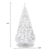 8FT White Snow Flocked Christmas Tree with 1138 PVC Branch Tips, Metal Stand, Artificial Hinged Pine Xmas Tree for Holiday Festive Celebration