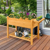 Wood Raised Garden Bed 8 Grids Elevated Planter Box with Folding Side Work Table & Large Storage Shelf for Outdoor Patio Garden Backyard