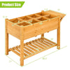 Wood Raised Garden Bed 8 Grids Elevated Planter Box with Folding Side Work Table & Large Storage Shelf for Outdoor Patio Garden Backyard