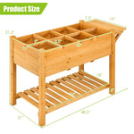 Wood Raised Garden Bed 8 Grids Elevated Planter Box with Folding Side Work Table & Large Storage Shelf for Outdoor Patio Garden Backyard