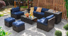 8PCS Patio Furniture Set Outdoor Space Saving PE Rattan Sectional Sofa Wicker Conversation Set w/ Storage Box, Glass Table, Waterproof Cover