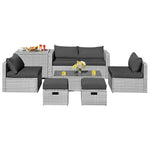 8-Piece Patio Wicker Furniture Set Outdoor Rattan Conversation Set with Storage Box