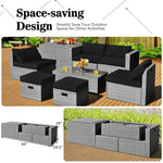 8-Piece Patio Wicker Furniture Set Outdoor Rattan Conversation Set with Storage Box