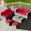 8-Piece Patio Wicker Furniture Set Outdoor Rattan Conversation Set with Storage Box