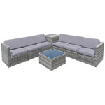 8 Pieces Rattan Patio Sectional Wicker Outdoor Sofa Furniture Set with Storage Table & Waterproof Cover