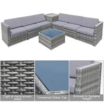 8 Pieces Rattan Patio Sectional Wicker Outdoor Sofa Furniture Set with Storage Table & Waterproof Cover