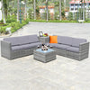 8 Pieces Rattan Patio Sectional Wicker Outdoor Sofa Furniture Set with Storage Table & Waterproof Cover