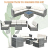 8 Pieces Rattan Patio Sectional Wicker Outdoor Sofa Furniture Set with Storage Table & Waterproof Cover