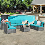 8 Pieces Rattan Patio Sectional Wicker Outdoor Sofa Furniture Set with Storage Table & Waterproof Cover