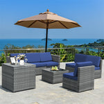 8 Pieces Rattan Patio Sectional Wicker Outdoor Sofa Furniture Set with Storage Table & Waterproof Cover