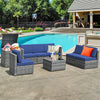 8 Pieces Rattan Patio Sectional Wicker Outdoor Sofa Furniture Set with Storage Table & Waterproof Cover