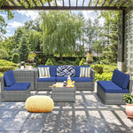 8 Pieces Rattan Patio Sectional Wicker Outdoor Sofa Furniture Set with Storage Table & Waterproof Cover