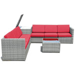 8 Pieces Rattan Patio Sectional Wicker Outdoor Sofa Furniture Set with Storage Table & Waterproof Cover