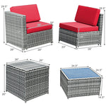 8 Pieces Rattan Patio Sectional Wicker Outdoor Sofa Furniture Set with Storage Table & Waterproof Cover