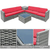 8 Pieces Rattan Patio Sectional Wicker Outdoor Sofa Furniture Set with Storage Table & Waterproof Cover