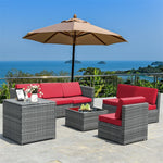 8 Pieces Rattan Patio Sectional Wicker Outdoor Sofa Furniture Set with Storage Table & Waterproof Cover