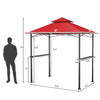 8' x 5' Grill Gazebo Double Tier Vented Roof Outdoor Barbecue Gazebo Canopy Tent BBQ Shelter Gazebo with 2 Side Shelves