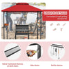 8' x 5' Grill Gazebo Double Tier Vented Roof Outdoor Barbecue Gazebo Canopy Tent BBQ Shelter Gazebo with 2 Side Shelves