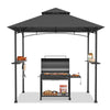 8' x 5' Grill Gazebo Double Tier Vented Roof Outdoor Barbecue Gazebo Canopy Tent BBQ Shelter Gazebo with 2 Side Shelves