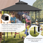 8' x 5' Grill Gazebo Double Tier Vented Roof Outdoor Barbecue Gazebo Canopy Tent BBQ Shelter Gazebo with 2 Side Shelves