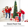 8ft Artificial Pencil Christmas Tree Slim Unlit Xmas Tree 1000 PVC Branch Tips with Foldable Metal Stand for Home Office School Shop Decor