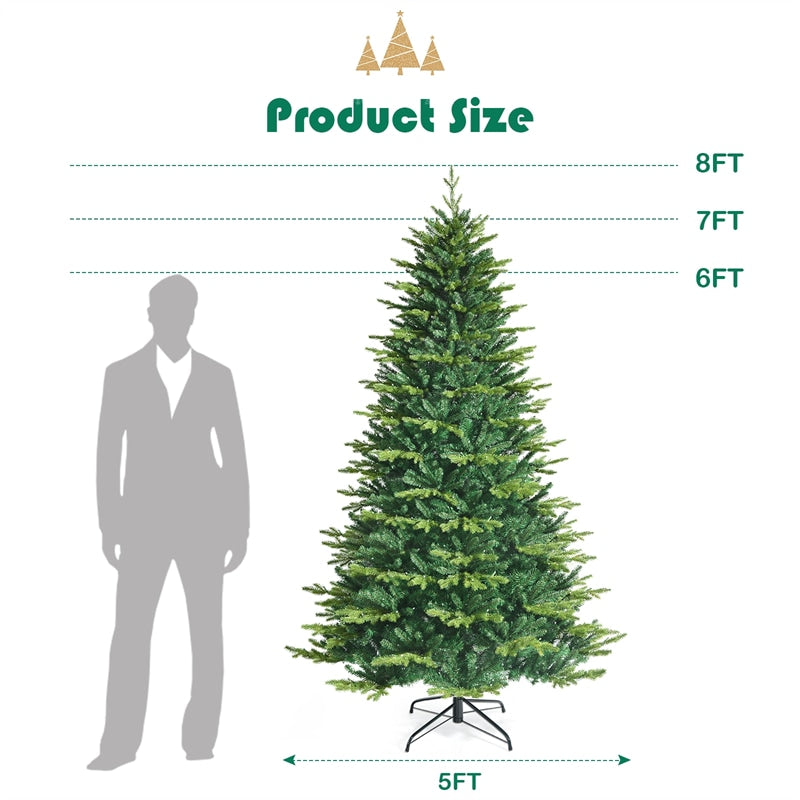 8FT Pre-lit Artificial Christmas Tree, APP Controlled Hinged Xmas Tree with 670 Color Changing LED Lights, 2956 Branch Tips & Folding Metal Stand