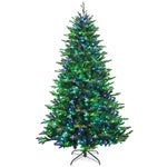 8FT Pre-lit Artificial Christmas Tree, APP Controlled Hinged Xmas Tree with 670 Color Changing LED Lights, 2956 Branch Tips & Folding Metal Stand