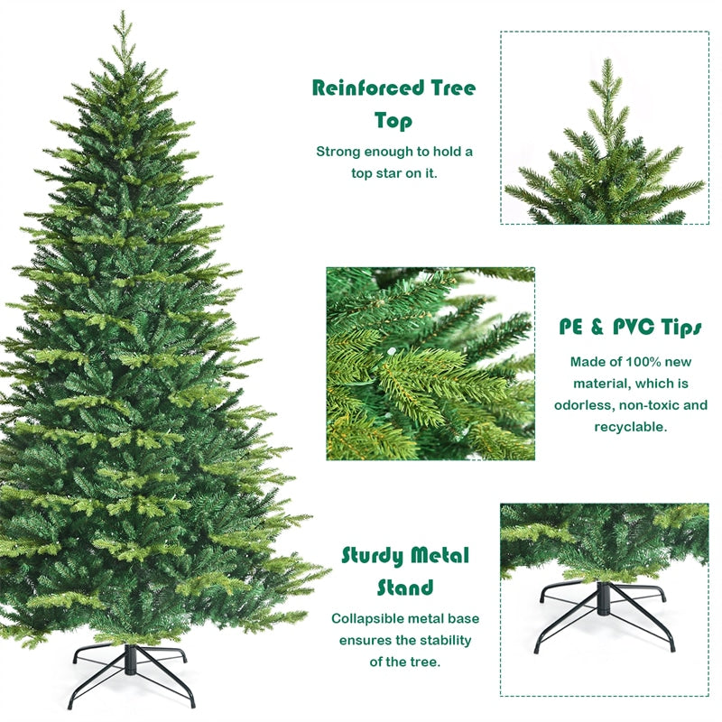 8FT Pre-lit Artificial Christmas Tree, APP Controlled Hinged Xmas Tree with 670 Color Changing LED Lights, 2956 Branch Tips & Folding Metal Stand