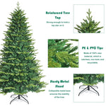 8FT Pre-lit Artificial Christmas Tree APP Controlled Hinged Xmas Tree with 670 Color Changing LED Lights, 2956 Branch Tips & Folding Metal Stand