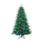 8FT Pre-lit Artificial Christmas Tree, APP Controlled Hinged Xmas Tree with 670 Color Changing LED Lights, 2956 Branch Tips & Folding Metal Stand