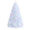 8FT White Artificial Christmas Tree Unlit Hinged Full Xmas Pine Tree with 1636 Iridescent Branch Tips & Metal Stand for Home Office Holiday Decor