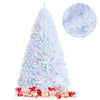 8FT White Artificial Christmas Tree Unlit Hinged Full Xmas Pine Tree with 1636 Iridescent Branch Tips & Metal Stand for Home Office Holiday Decor