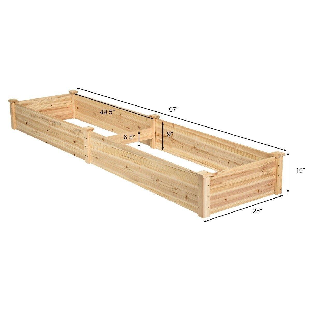 8ft x 2ft Wooden Raised Garden Bed Vegetable Planter Box Kit - Bestoutdor