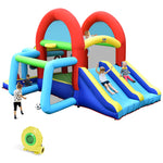 Inflatable Bounce House 8-in-1 Canopy Theme Kids Blow Up Jump Castle with Dual Slides, 480W Blower & Ball Pit for Indoor Outdoor Family Party Gift