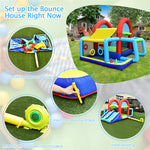 Inflatable Bounce House 8-in-1 Canopy Theme Kids Bouncy Jumping Castle with Dual Slides, Climbing Walls & Ball Pit for Indoor Outdoor Family Party