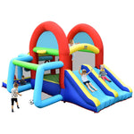 Inflatable Bounce House 8-in-1 Canopy Theme Kids Bouncy Jumping Castle with Dual Slides, Climbing Walls & Ball Pit for Indoor Outdoor Family Party