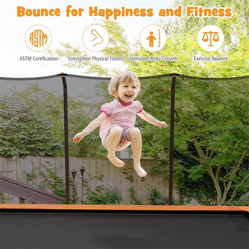 8 x 14FT Rectangular Trampoline Recreational Trampoline with Enclosure Net Non-Slip Ladder for Kids Adults