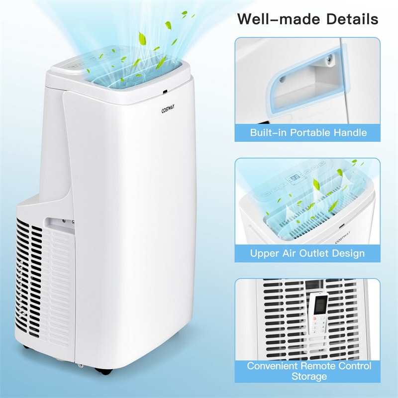 9000 BTU Portable Air Conditioner 3-in-1 Air Cooler Fan Dehumidifier with Remote