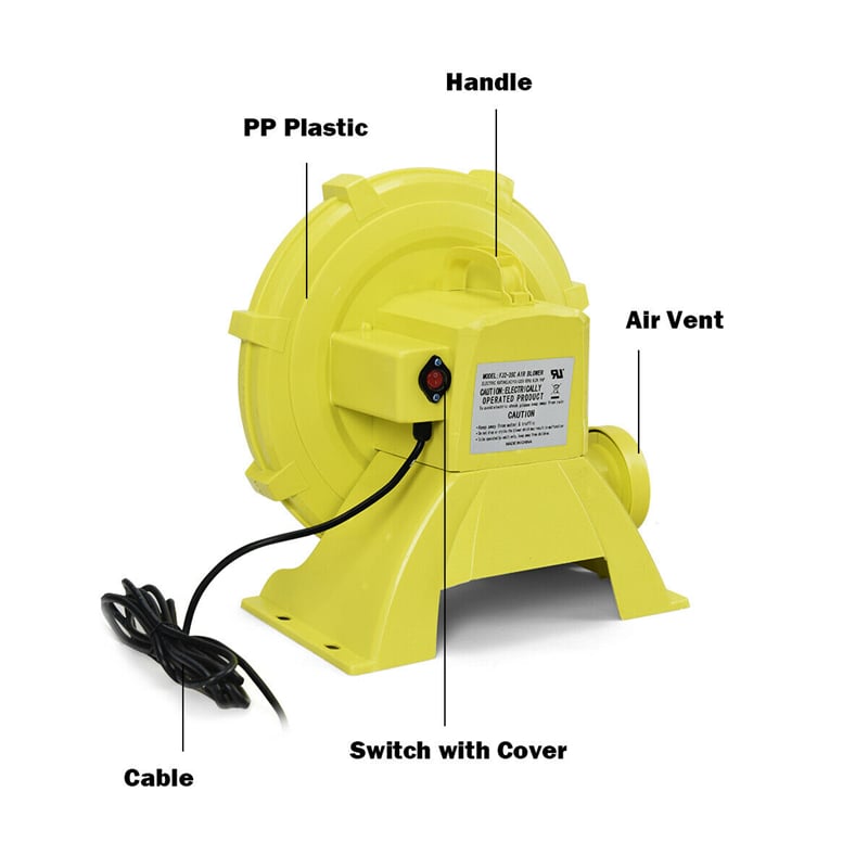 950 Watts 1.25 HP Air Blower Pump Fan for Inflatable Bounce House