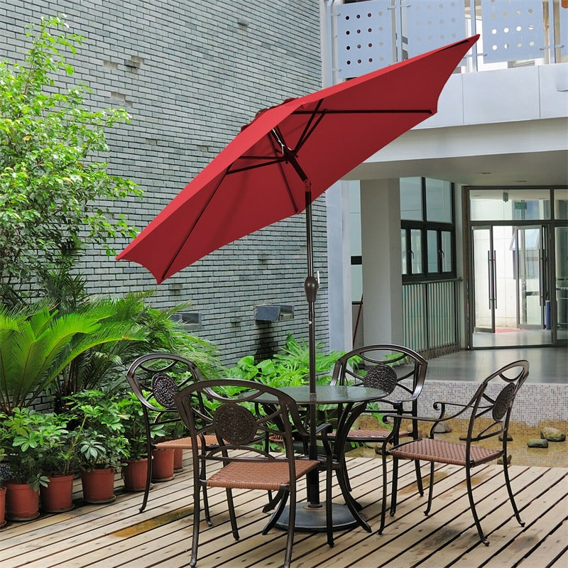 9FT Patio Umbrella Auto Tilt Market Umbrella with Crank & 8 Sturdy Steel Ribs, Outdoor Table Umbrella for Garden Yard Beach Deck