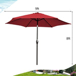 9FT Patio Umbrella Auto Tilt Market Umbrella with Crank & 8 Sturdy Steel Ribs, Outdoor Table Umbrella for Garden Yard Beach Deck