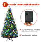 9FT Pre-Lit Artificial Christmas Tree, Hinged Pencil Tree with 1000 Multicolor LED Lights, 2944 Auto-Spread Branches & Folding Metal Stand for Decor