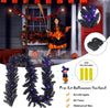 9FT Pre-lit Black Halloween Garland Artificial Christmas Garland with 50 Purple LED Lights & Timer