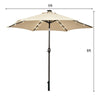 9FT Solar LED Patio Umbrella Tilt Market Umbrella with 18 Lights & Tilt Adjustment Crank, Outdoor Table Umbrella for Garden Yard Balcony