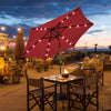 9FT Solar LED Patio Umbrella Tilt Market Umbrella with 18 Lights & Tilt Adjustment Crank, Outdoor Table Umbrella for Garden Yard Balcony