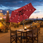 9FT Solar LED Patio Umbrella Tilt Market Umbrella with 18 Lights & Tilt Adjustment Crank, Outdoor Table Umbrella for Garden Yard Balcony